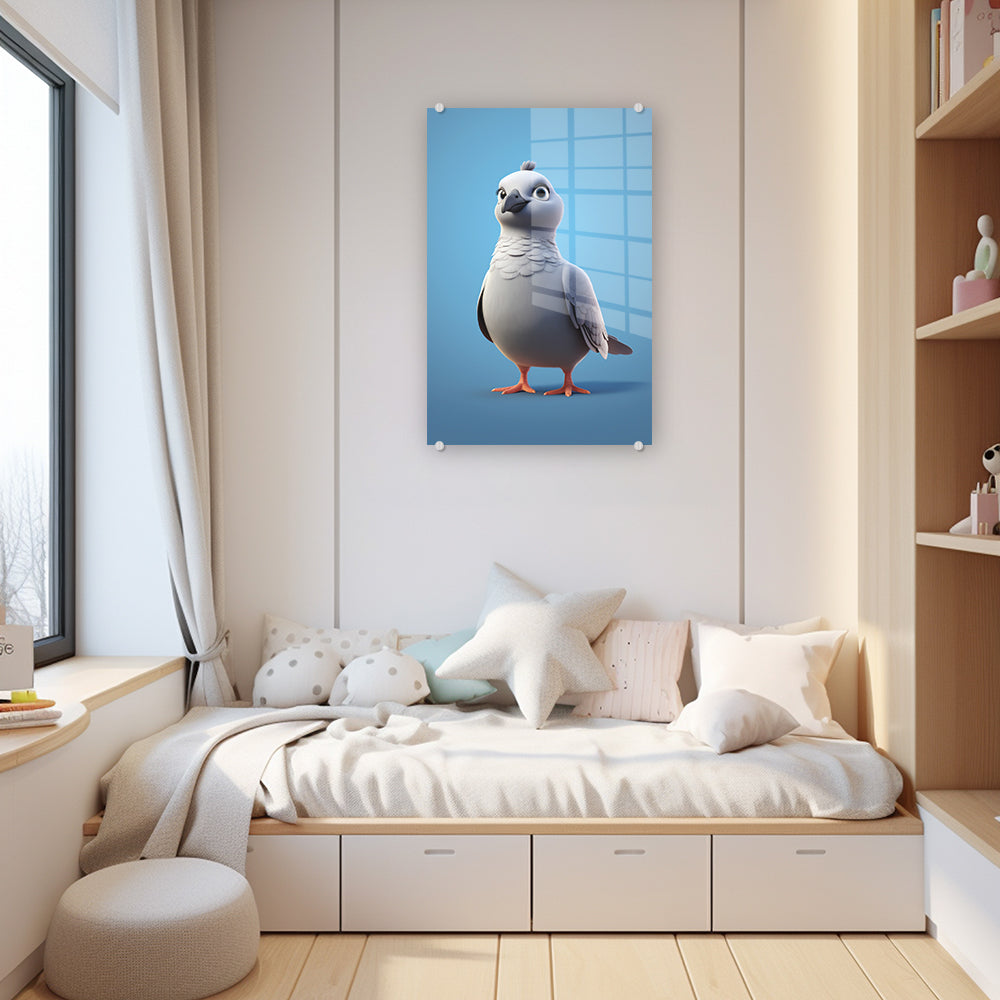 Glasschilderij Duif 3D