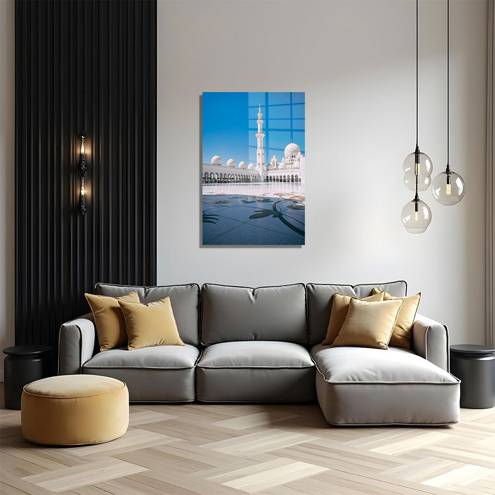 glasschilderij Abu Dhabi grote  Moskeewoonkamer