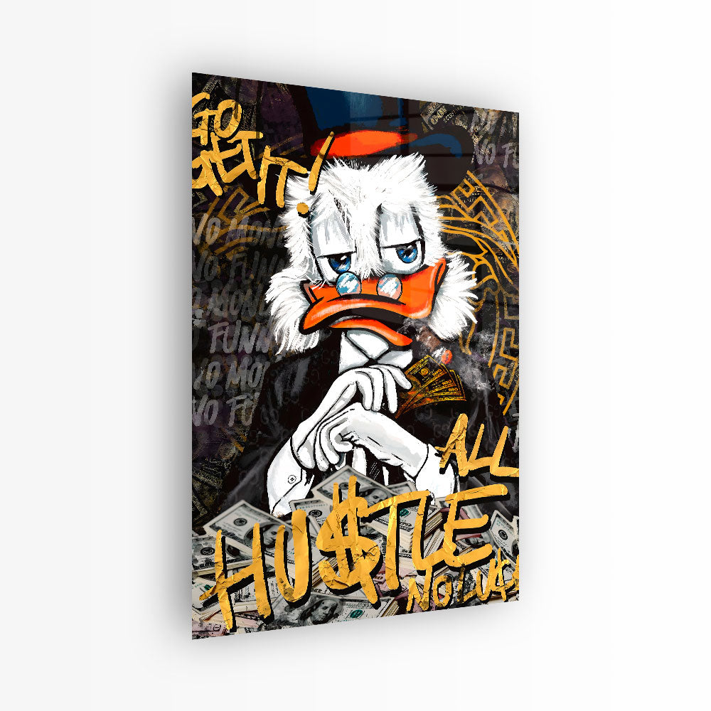 glasschilderij Hustle duck voorkant