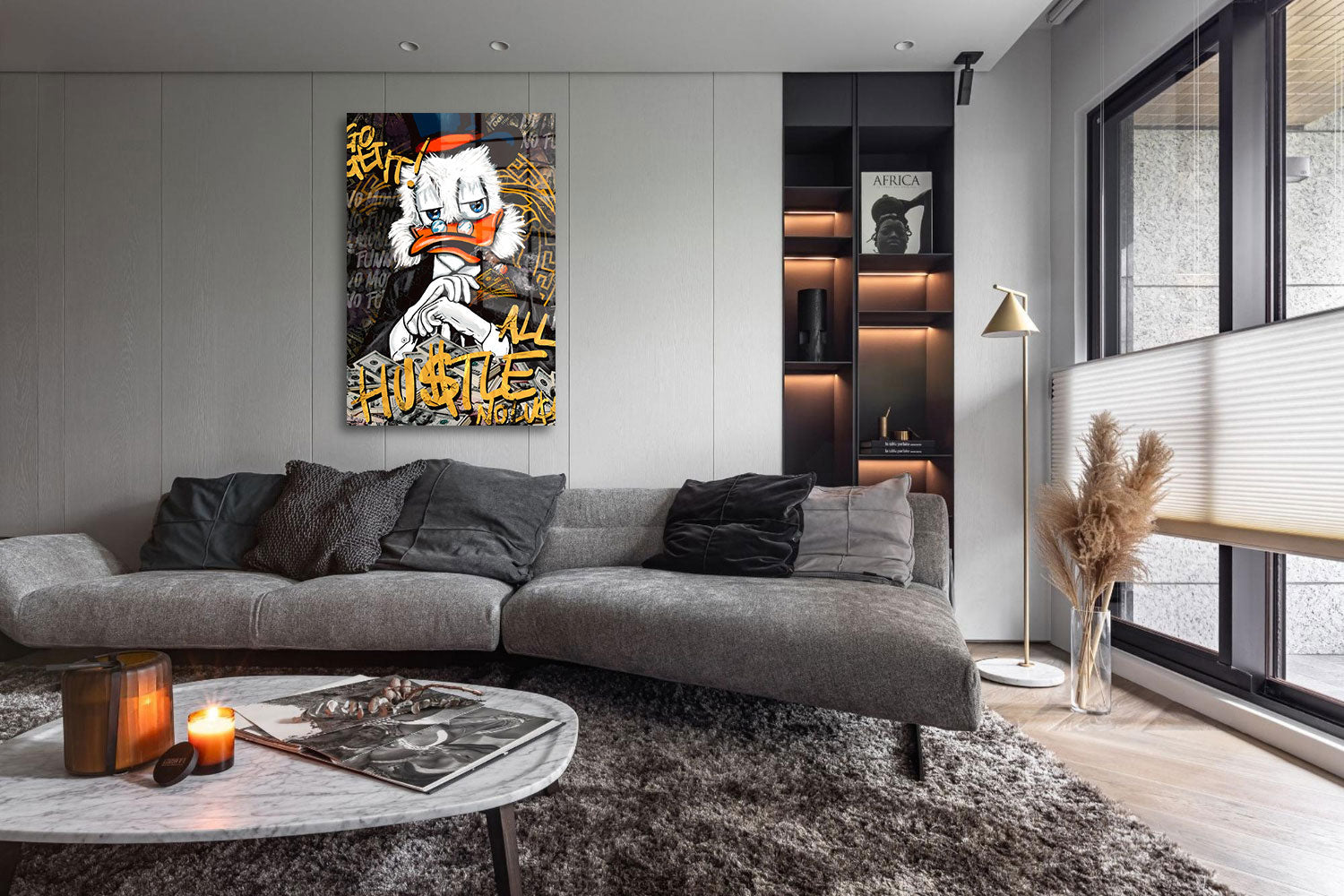 glasschilderij Hustle duck woonkamer 5