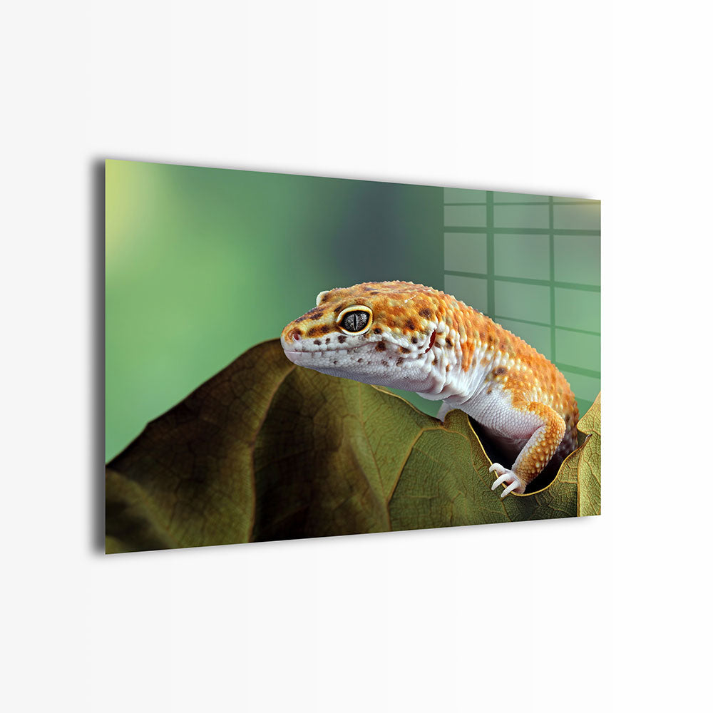 glasschilderij Luipaard Gekko voorkant