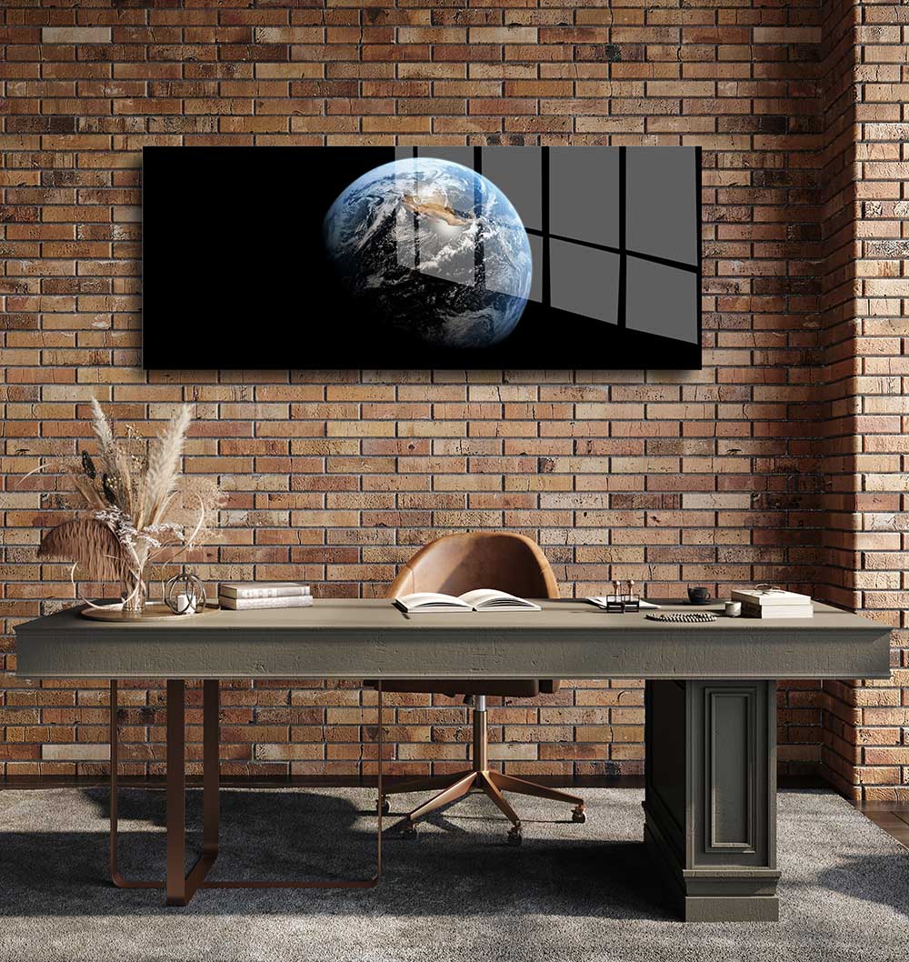 glasschilderij aarde panorama kantoor