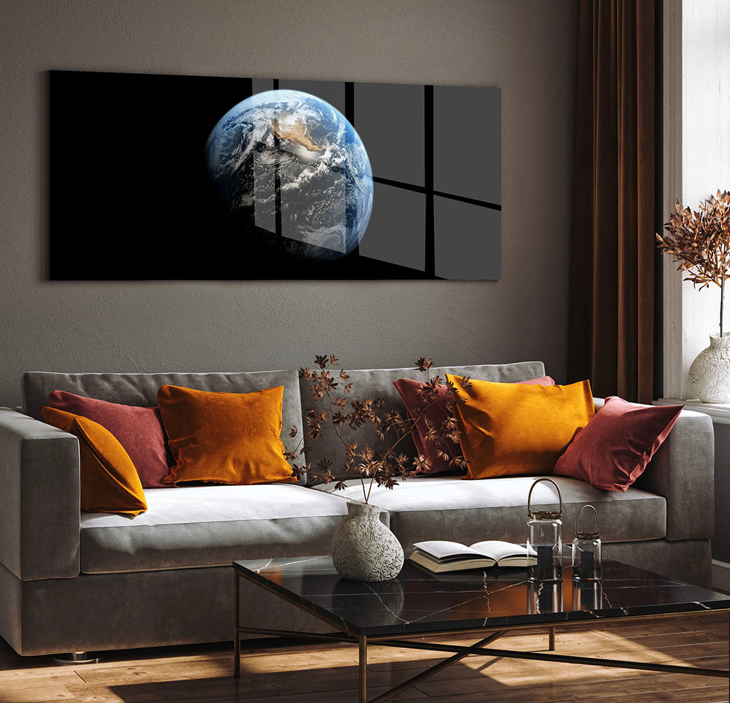 glasschilderij aarde panorama woonkamer