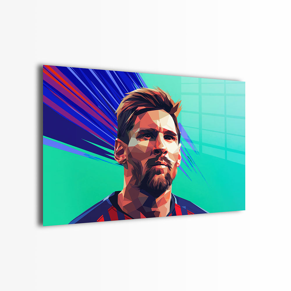 glasschilderij abstract messi voorkant