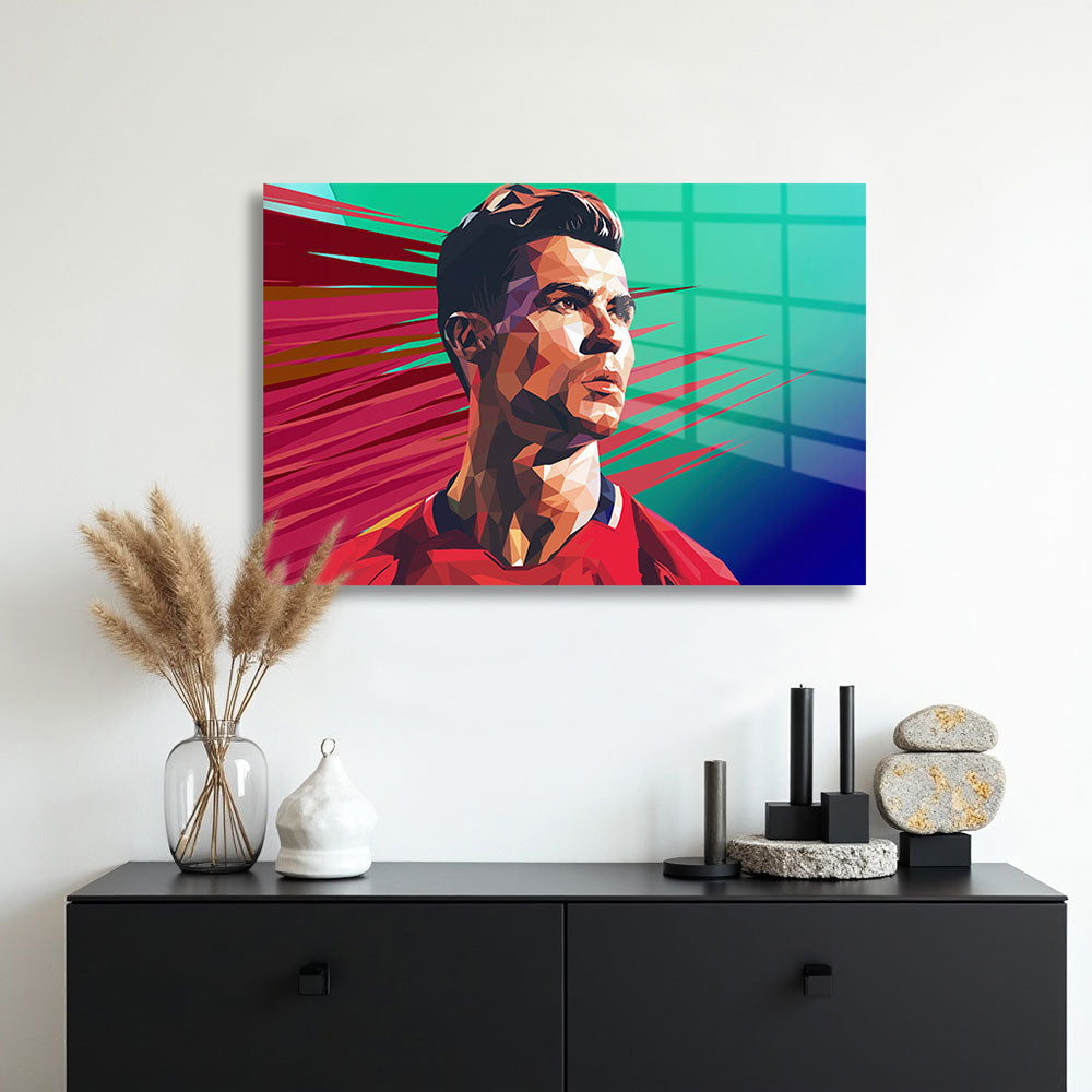 glasschilderij abstract ronaldo muur