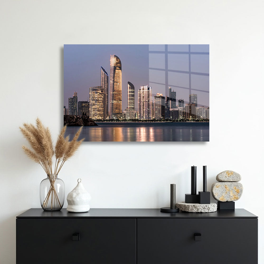 glasschilderij abu dhabi skyline voorkant
