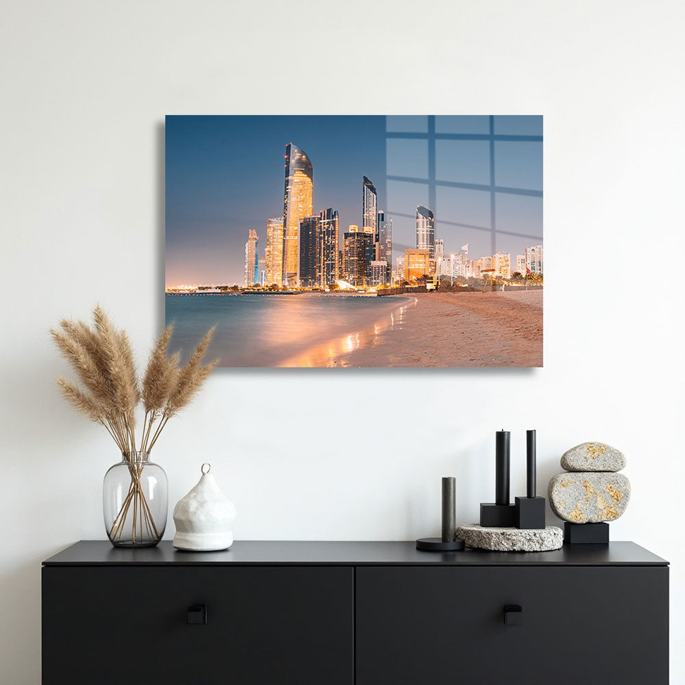 glasschilderij abu dhabi skyscraper muur
