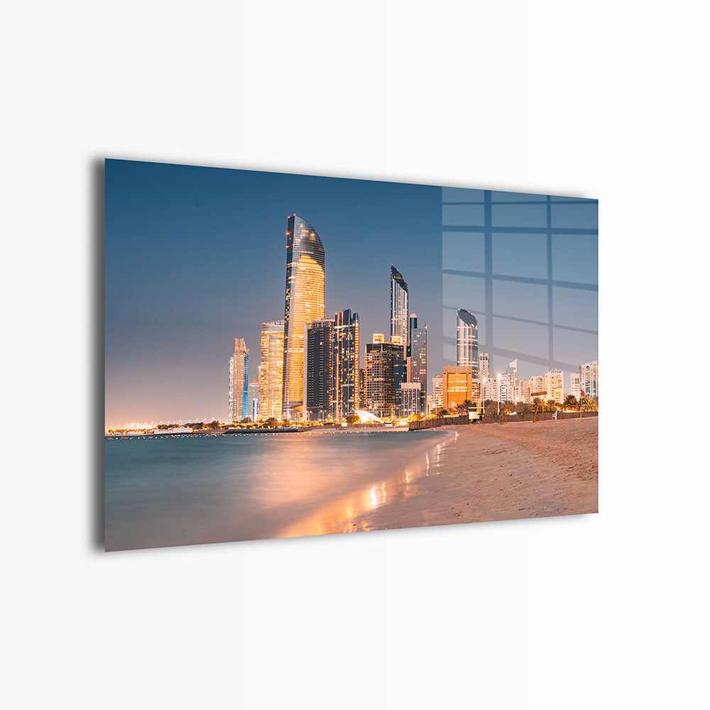 glasschilderij abu dhabi skyscraper voorkant