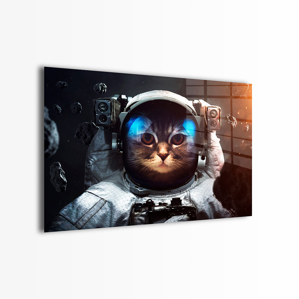 glasschilderij astronaut kat voorkant