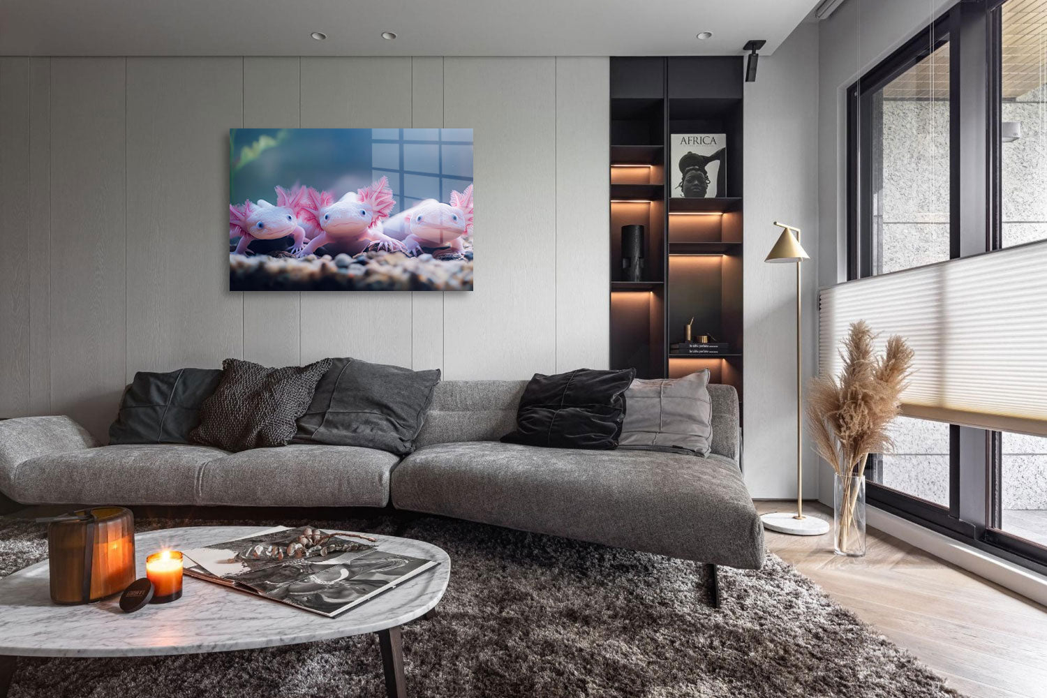 glasschilderij axolotl familie woonkamer 4