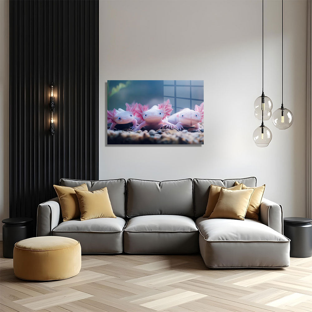 glasschilderij axolotl familie-woonkamer 5