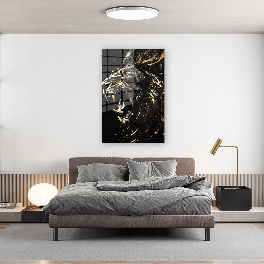 glasschilderij battle lion slaapkamer 3