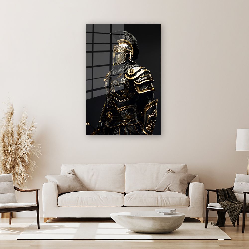 glasschilderij black gladiator woonkamer 2