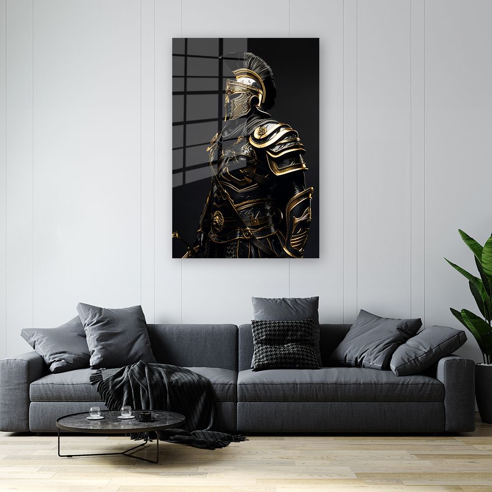 glasschilderij black gladiator woonkamer 3