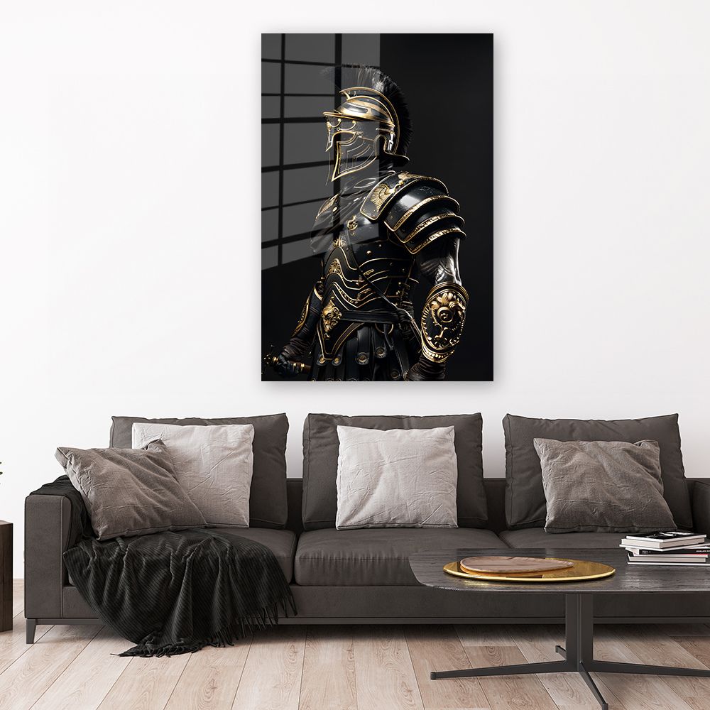 glasschilderij black gold gladiator 2