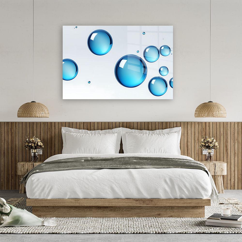 glasschilderij blue bubbles slaapkamer 2
