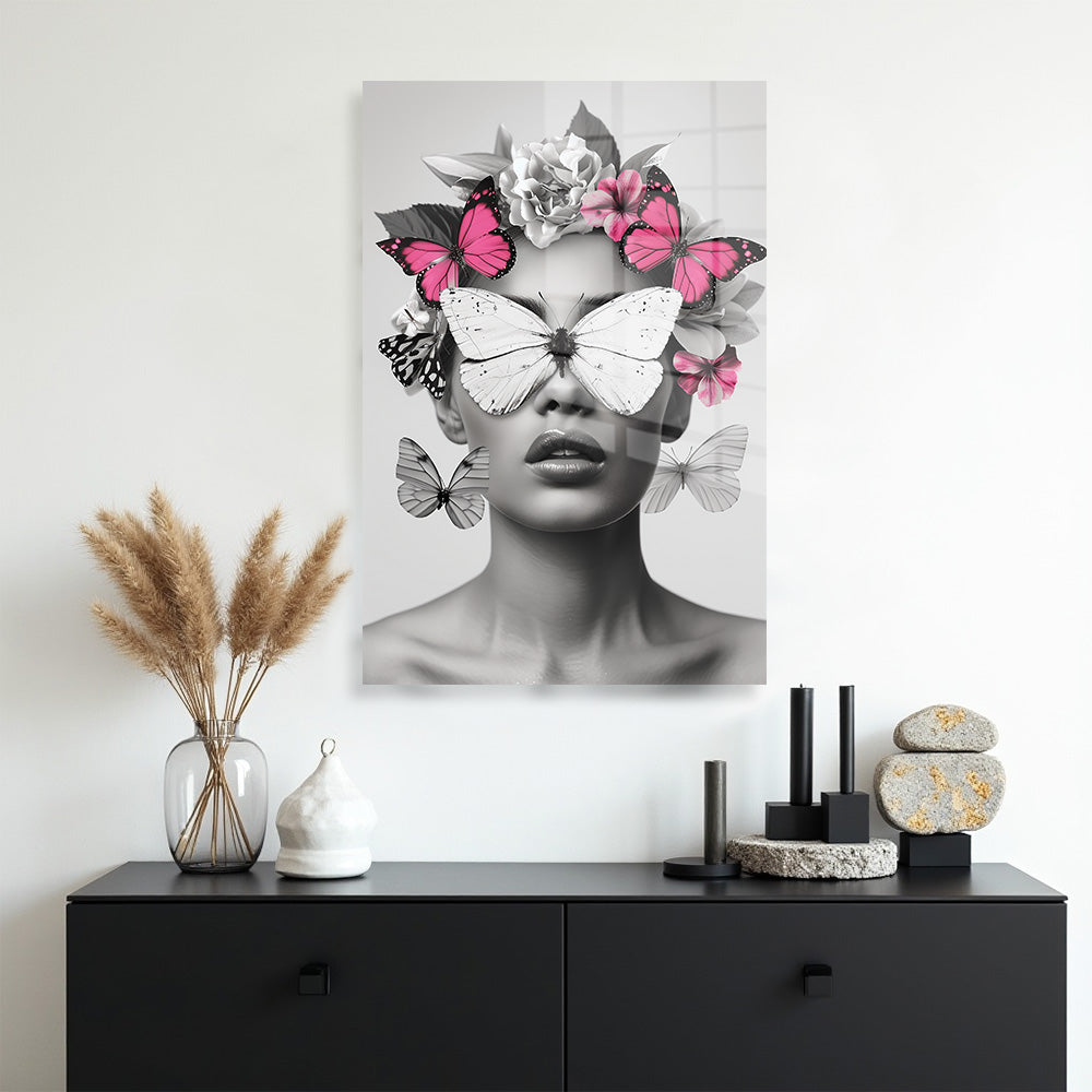 glasschilderij butterfly queen muur