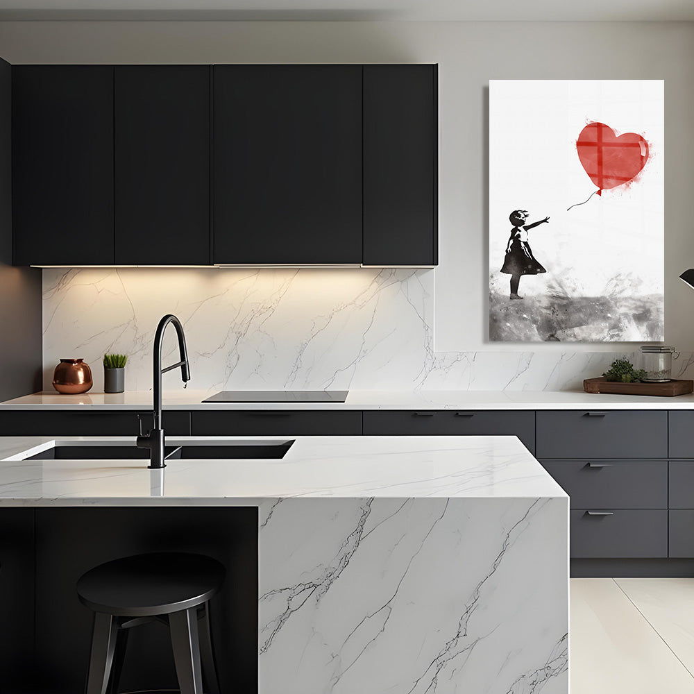 glasschilderij chasing love keuken