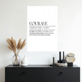 glasschilderij courage wit zwart muur
