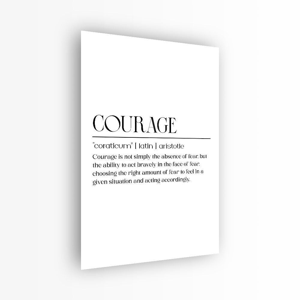 glasschilderij courage wit zwart voorkant
