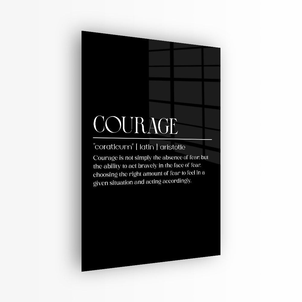 glasschilderij courage zwart wit voorkant