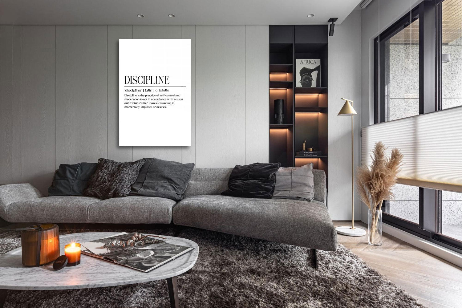 glasschilderij discipline wit zwart woonkamer 5