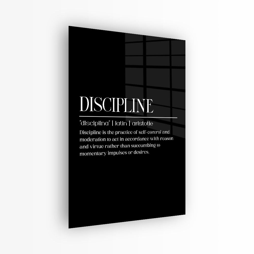 glasschilderij discipline zwart wit voorkant