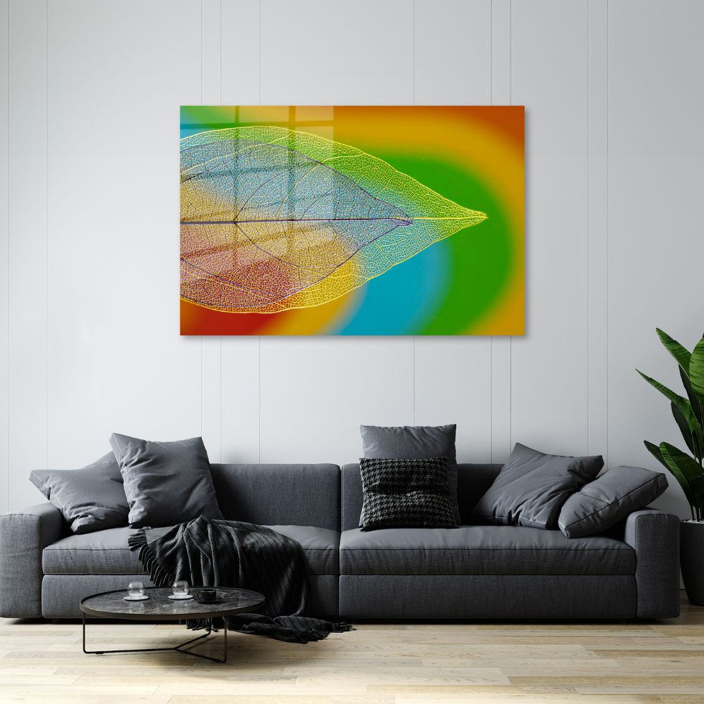 glasschilderij doorzichtig blad woonkamer 3
