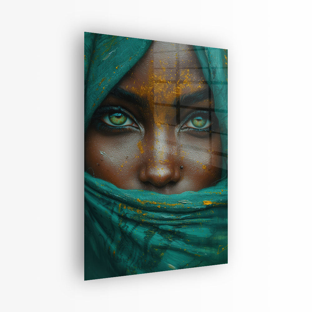 glasschilderij emerald eyes voorkant