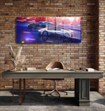 glasschilderij fast cars kantoor