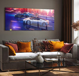 glasschilderij fast cars woonkamer