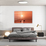 glasschilderij flamingo sunset slaapkamer 1
