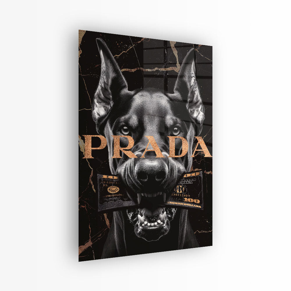 glasschilderij geldhond voorkant