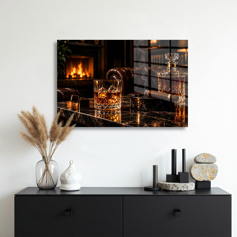 glasschilderij gentleman night muur