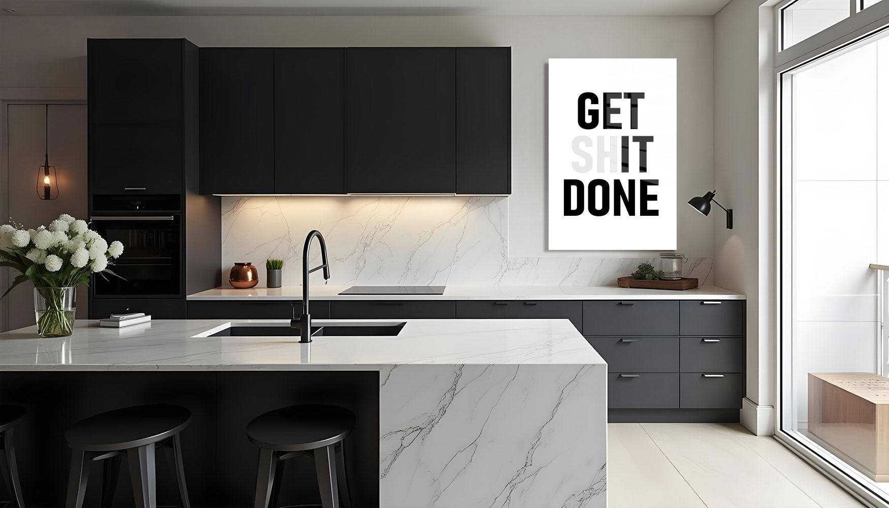 glasschilderij get shit done Keuken