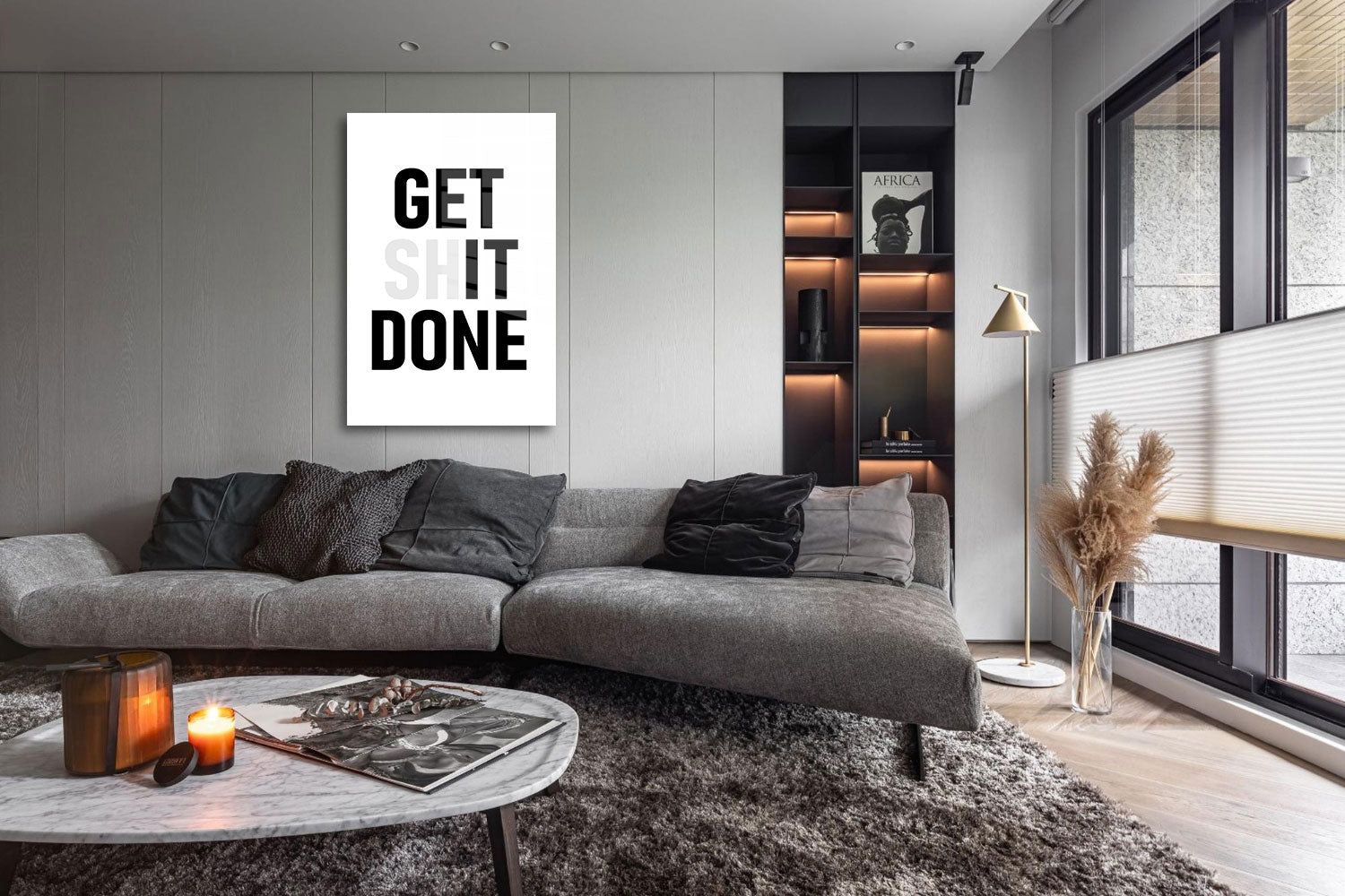 glasschilderij get shit done woonkamer 5