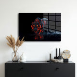 glasschilderij gloeiende tijger muur