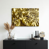 glasschilderij gold leaves muur