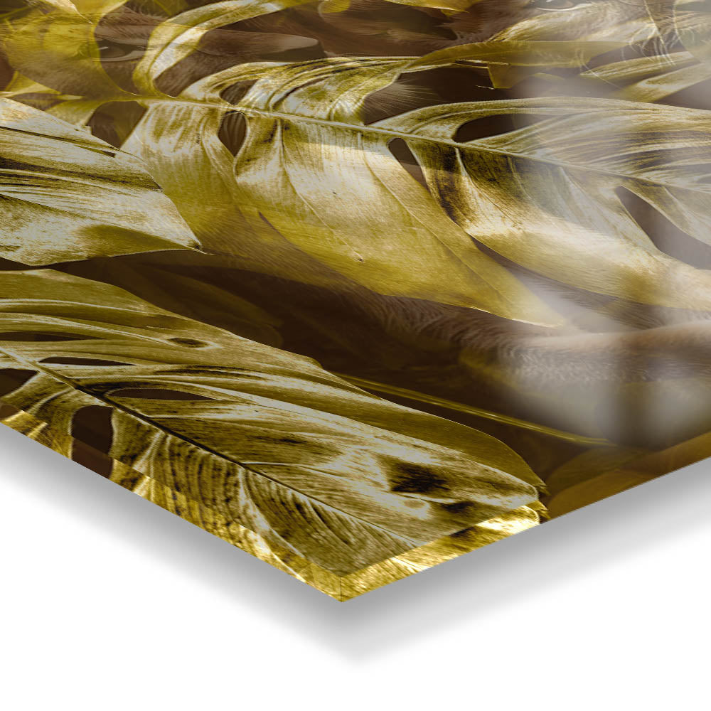 glasschilderij gold leaves zijkant