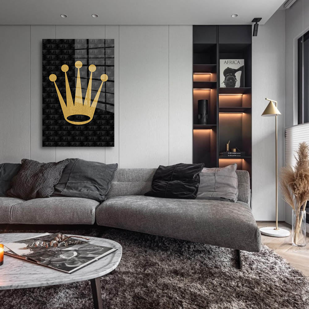 glasschilderij golden crown woonkamer 1
