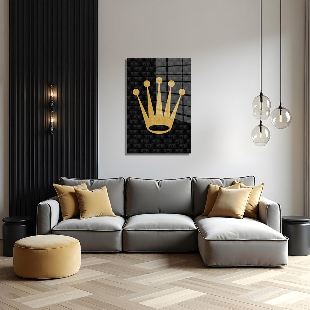 glasschilderij golden crown woonkamer