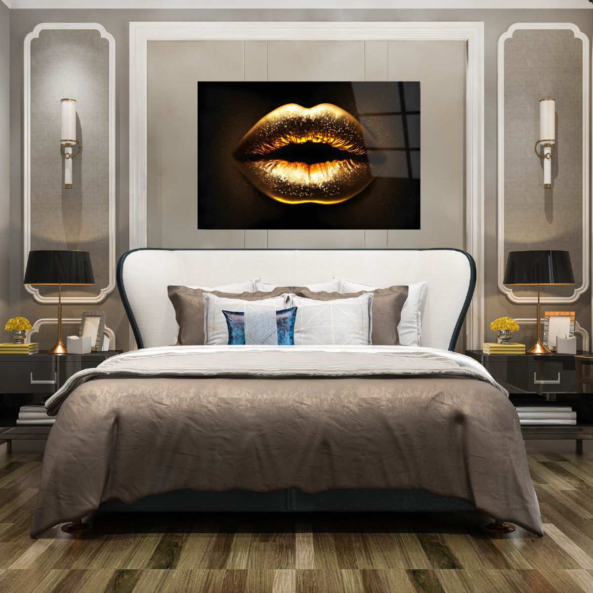 glasschilderij-gouden-lippen-slaapkamer