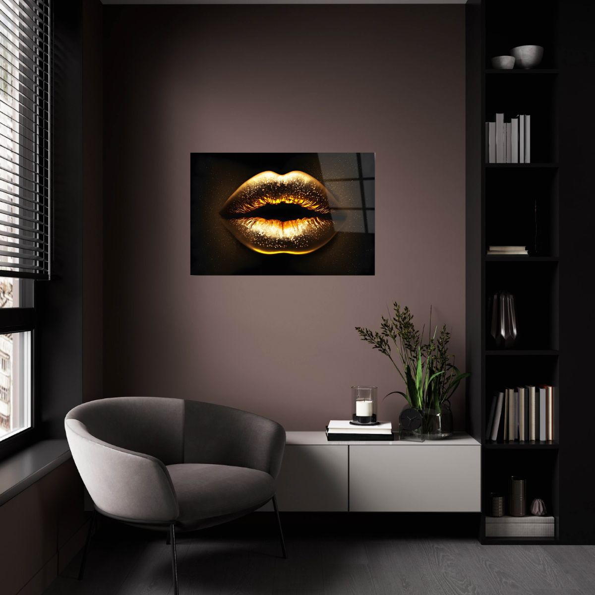 glasschilderij-gouden-lippen-wachtruimte