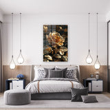 glasschilderij gouden roos 6
