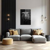 glasschilderij hooglander zwart wit woonkamer 4