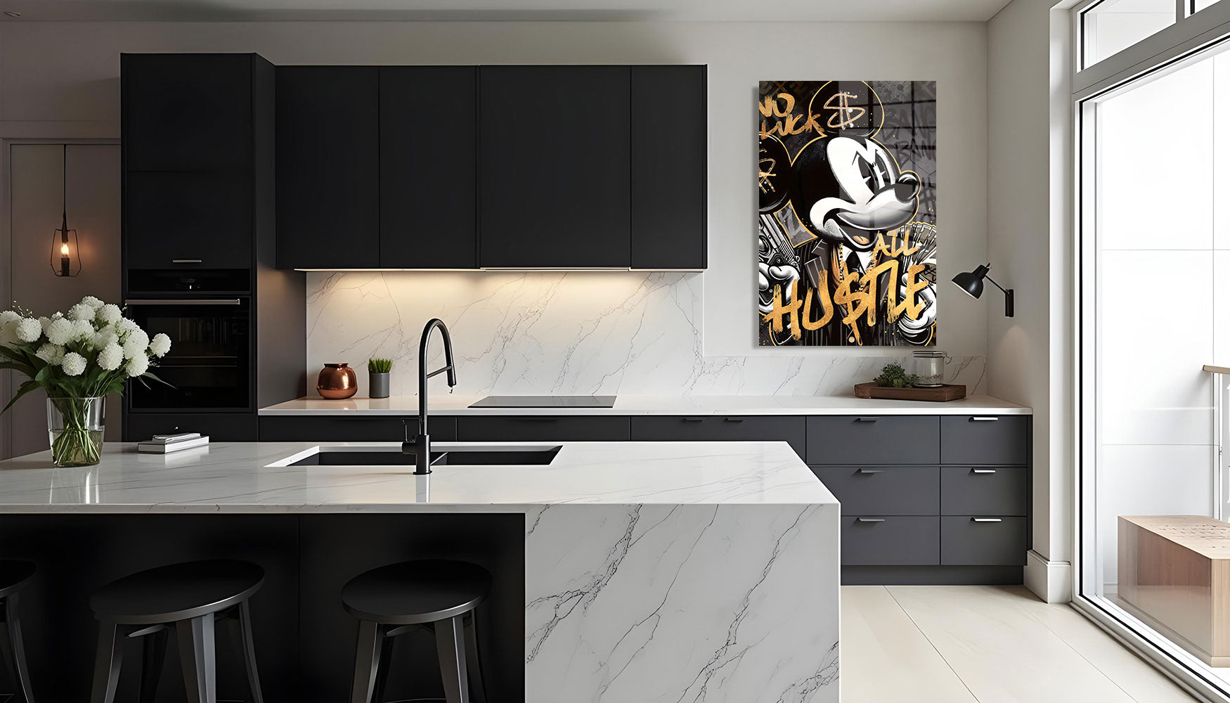 glasschilderij hustle mouse Keuken