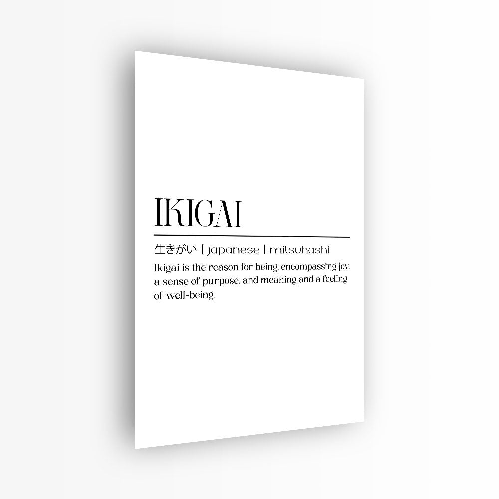 glasschilderij ikigai wit zwart voorkant