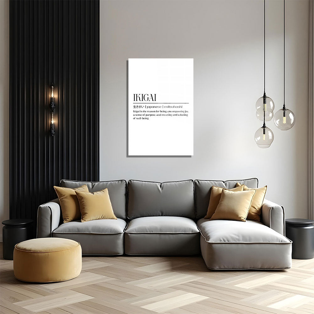 glasschilderij ikigai wit zwart woonkamer 4