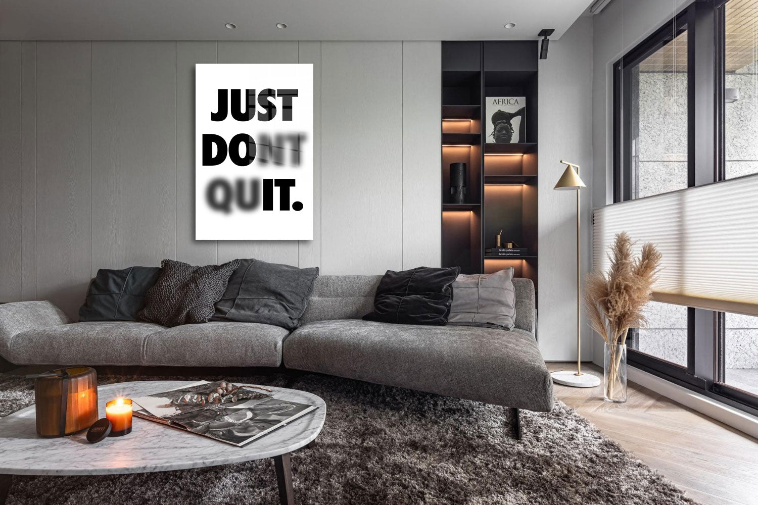 glasschilderij just dont quit woonkamer 5