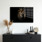 glasschilderij koning leeuw muur